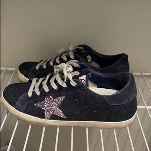 Navy suede Golden Goose Superstar sneakers